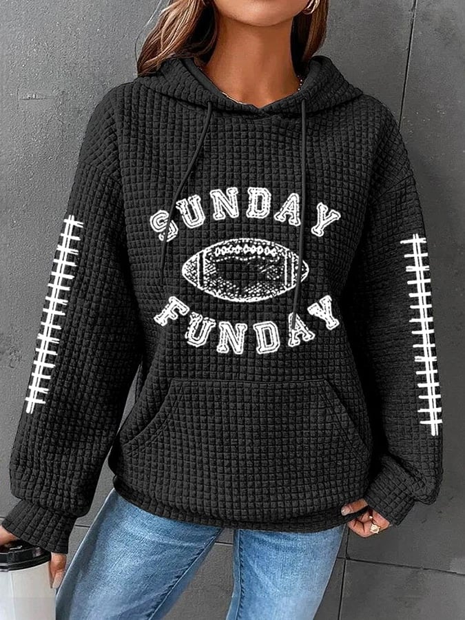 🔥Buy 2 Get 5% Off🔥Women's Sunday Funday Football Fans Lovers Gameday Casual Waffle Hoodie