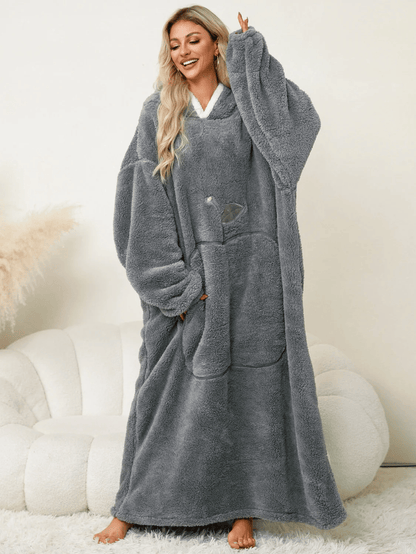 Pocketed Contrast Long Sleeve Blanket Hoodie  ( 🔥BUY 2 GET FREE SHIPPING 🔥）