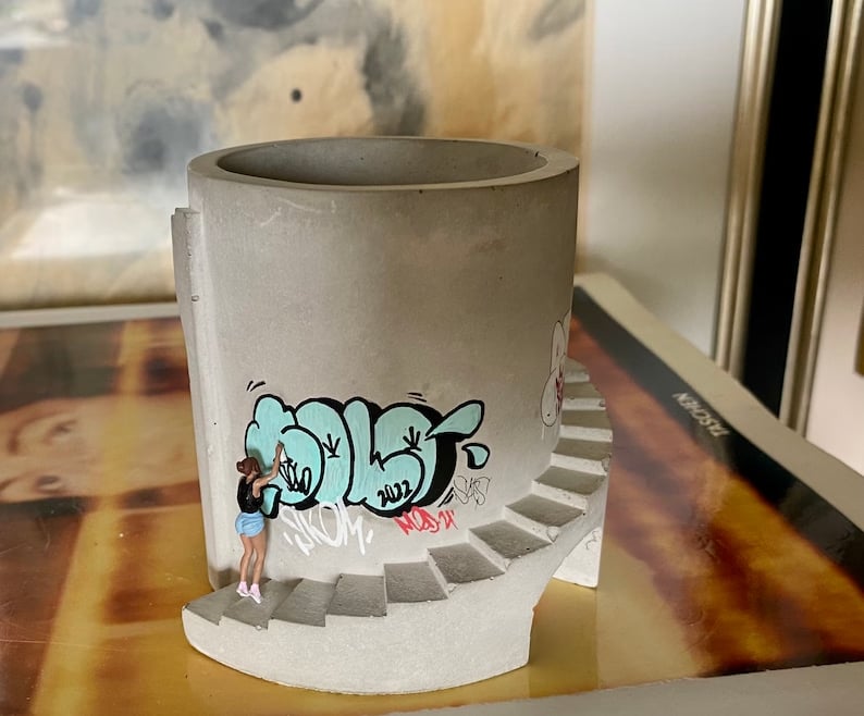 Handmade Street Art Graffiti Concrete Planter