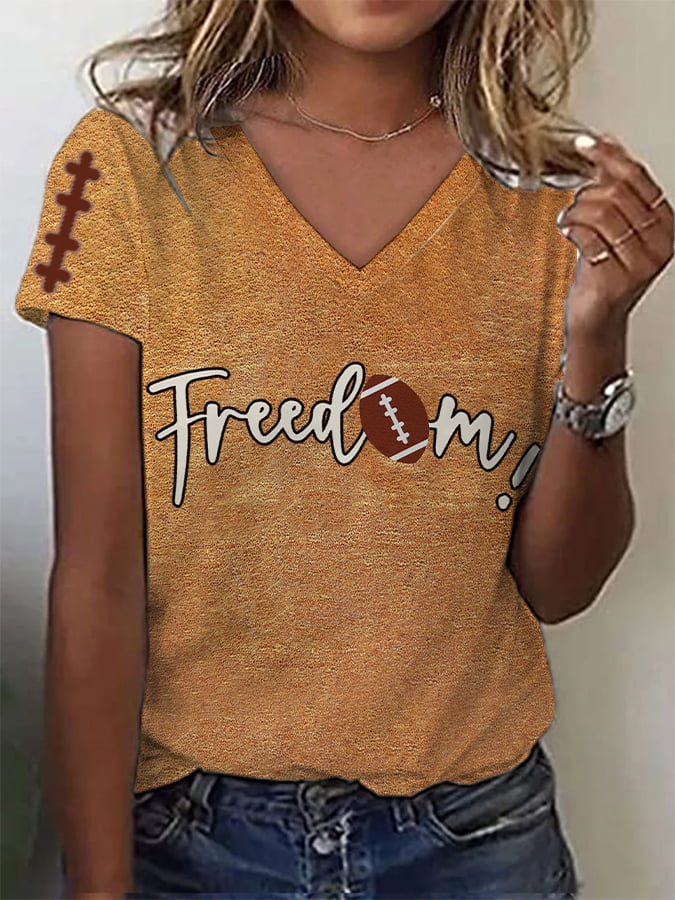 🔥Buy 2 Get 5% Off🔥Women's Football Freedom Printed T-Shirt