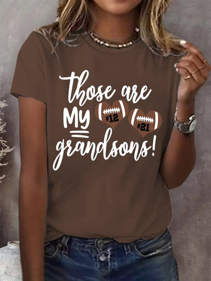 Women's Those Are My Grandsons Football  Casual T-Shirt