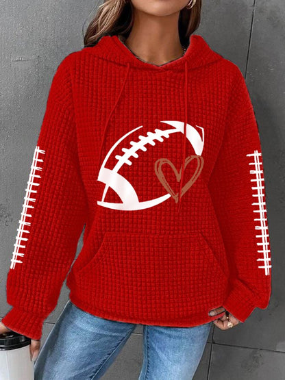 🔥Buy 2 Get 5% Off🔥Women's Football Lover Casual Waffle Hoodie