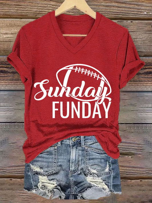 🔥Buy 2 Get 5% Off🔥Women's Sunday Funday Football Fans Lover Gameday Casual V-Neck Tee