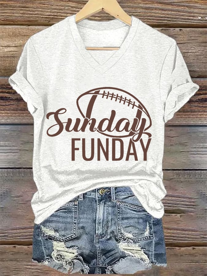 🔥Buy 2 Get 5% Off🔥Women's Sunday Funday Football Fans Lover Gameday Casual V-Neck Tee