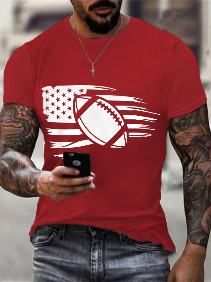 🔥Buy 2 Get 5% Off🔥Men's Football Fans Lovers Gameday American Flag Casual Tee