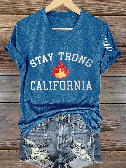 Women's Stat Trong California Printed Short-Sleeved T-Shirt