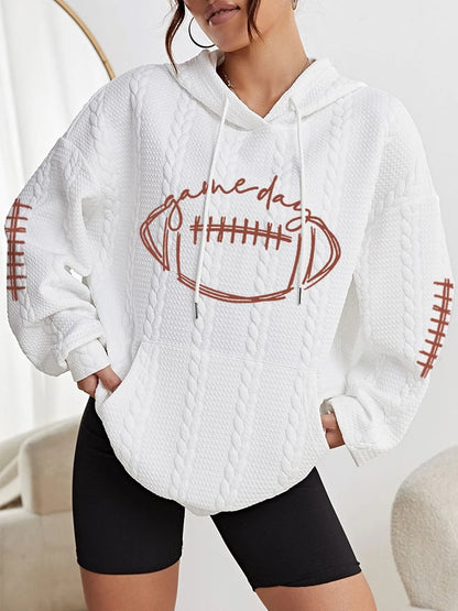 🔥Buy 2 Get 5% Off🔥Women's Gameday Football Lover Casual Cable Hoodie