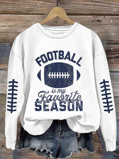 Women's Football Print Round Neck Sweatshirt