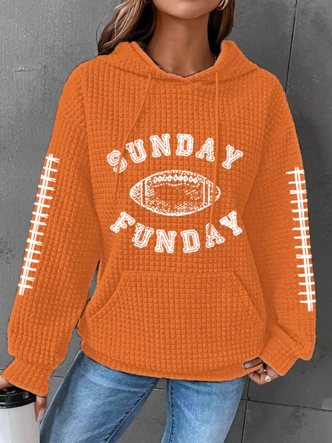 🔥Buy 2 Get 5% Off🔥Women's Sunday Funday Football Fans Lovers Gameday Casual Waffle Hoodie