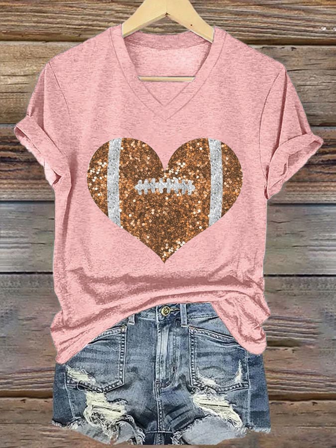 🔥Buy 2 Get 5% Off🔥Women's Sequined Football Print Casual T-Shirt