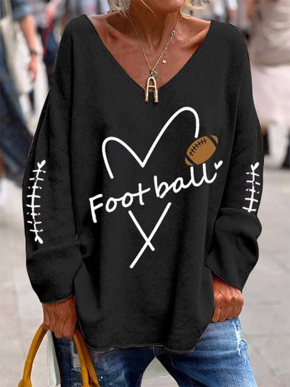 Women's Football Fans Casual V-Neck Top