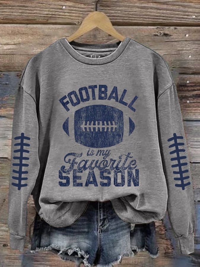 Women's Football Print Round Neck Sweatshirt