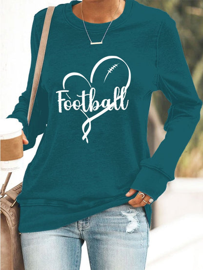 Women's Fly Football Print Casual Hoodie