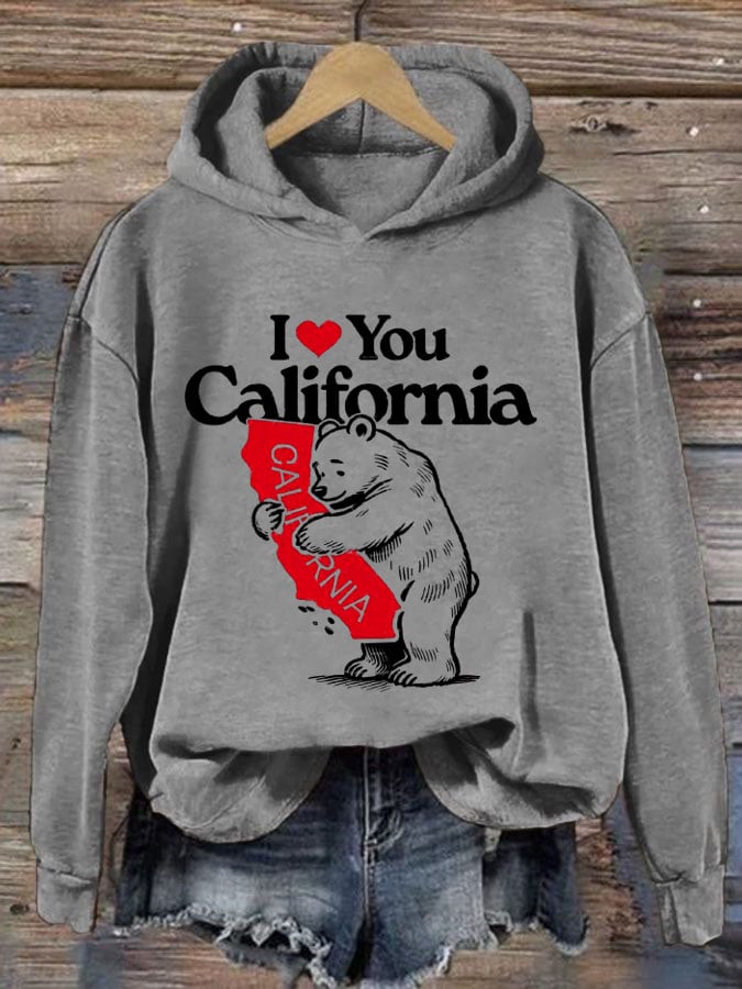 Women's California Strong Print Casual Hoodie