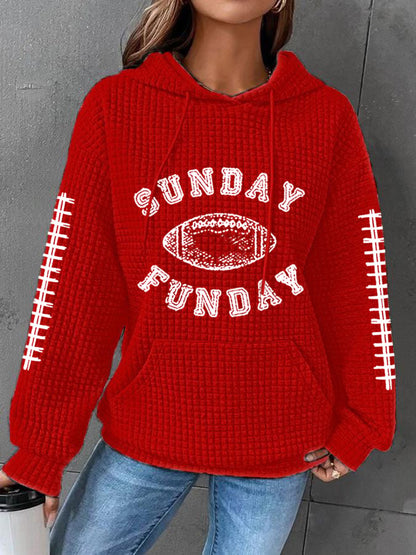 🔥Buy 2 Get 5% Off🔥Women's Sunday Funday Football Fans Lovers Gameday Casual Waffle Hoodie