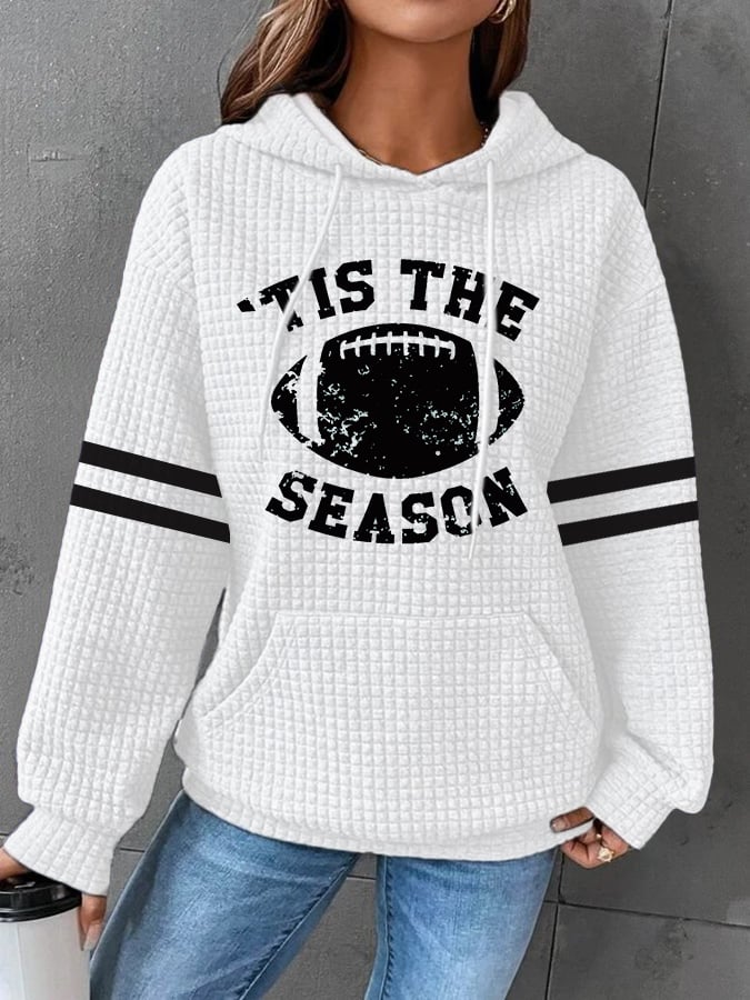 🔥Buy 2 Get 5% Off🔥Women'S Tis The Season Football Print Casual Waffle Hoodie