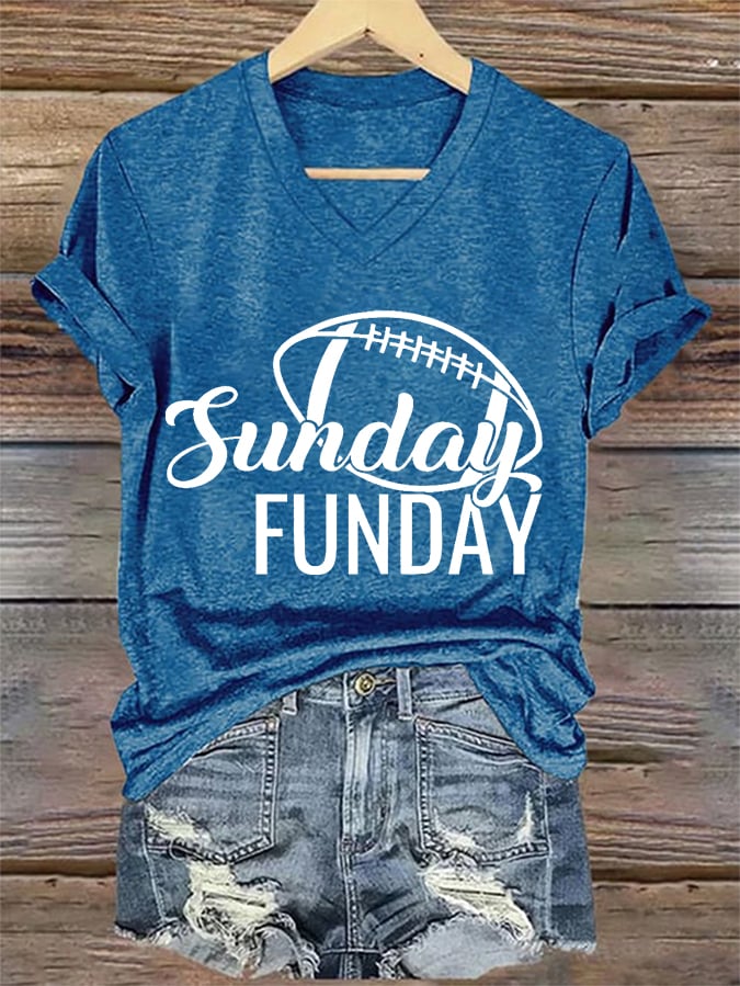 🔥Buy 2 Get 5% Off🔥Women's Sunday Funday Football Fans Lover Gameday Casual V-Neck Tee