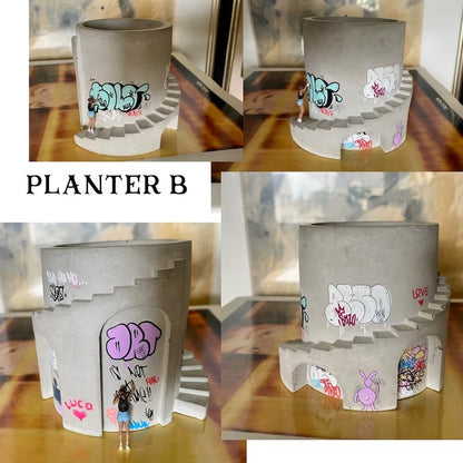 Handmade Street Art Graffiti Concrete Planter