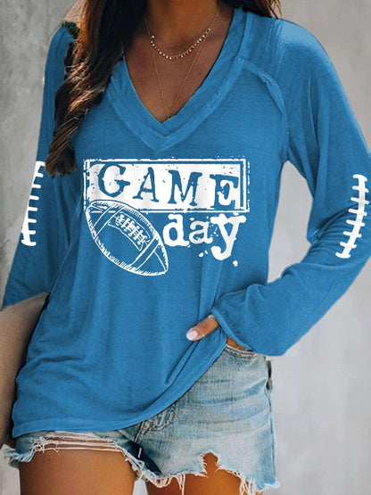 Women's Football Fans Lover Gameday Casual Long-Sleeve Top