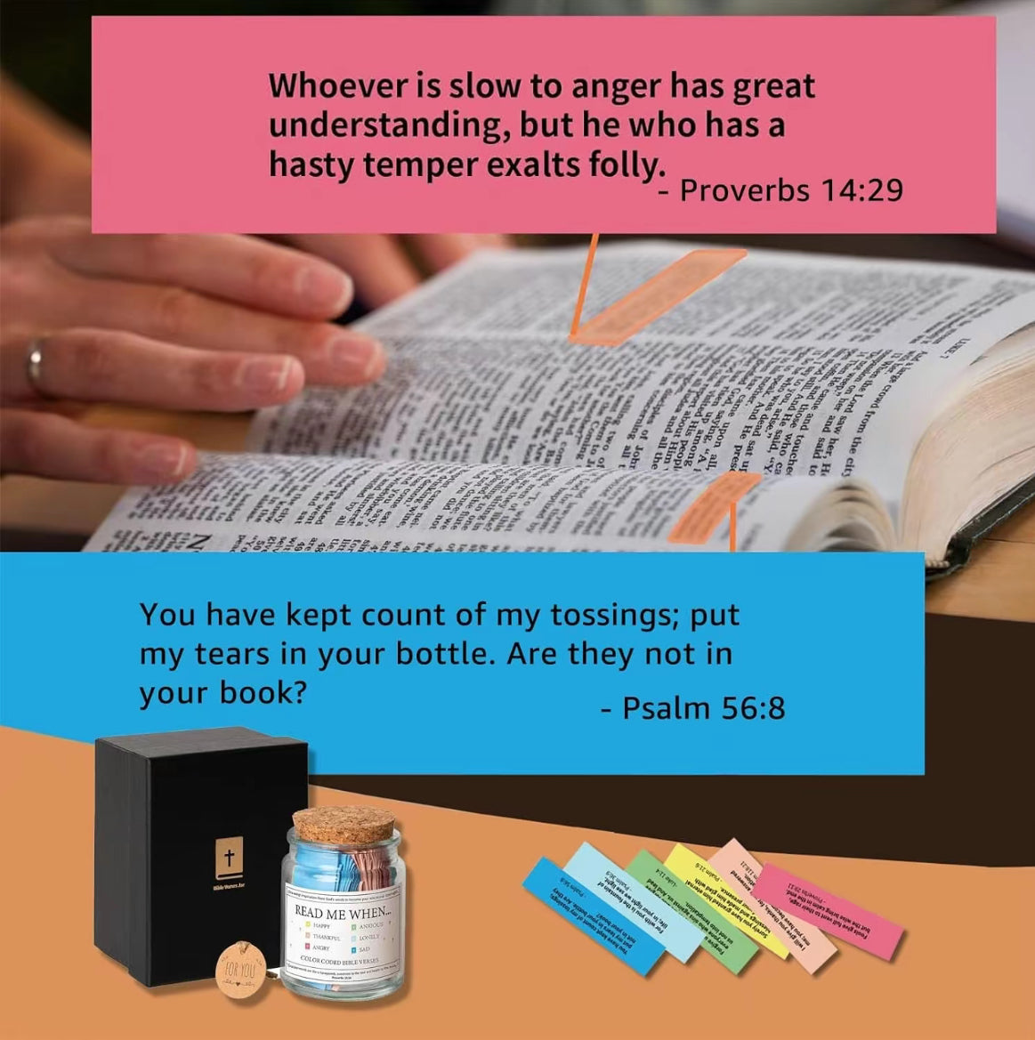 Handmade 90 Day Bible Verses Jar (Comes With Christian Gift Box)