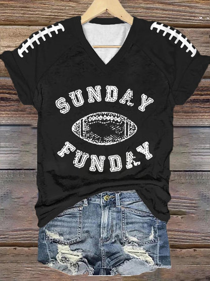 🔥Buy 2 Get 5% Off🔥Women's Sunday Funday Football Fans Lovers Gameday Casual V-Neck Tee