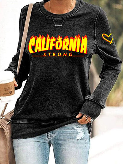 Women's California Strong Print Crewneck Sweatshirt