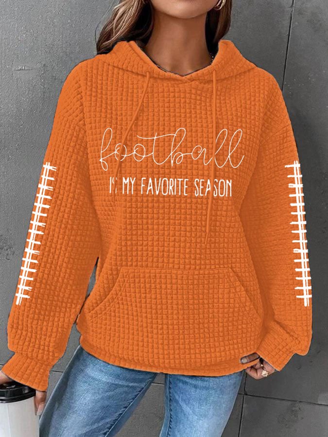 Women's Football Is My Favourite Season Casual Waffle Hoodie