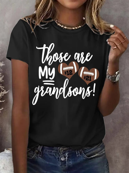 Women's Those Are My Grandsons Football  Casual T-Shirt