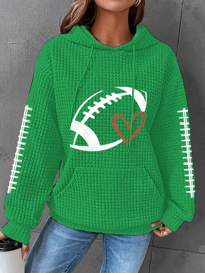 🔥Buy 2 Get 5% Off🔥Women's Football Lover Casual Waffle Hoodie