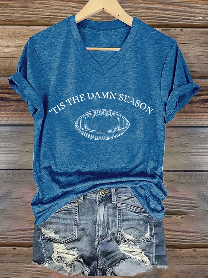 🔥Buy 2 Get 5% Off🔥Women's Tis The Damn Season Printed Casual V-Neck T-Shirt