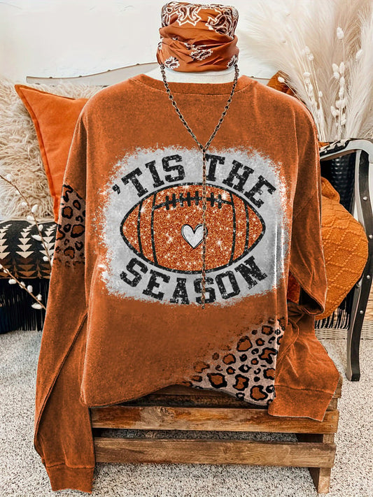 Women's Football Tis The Season Print Round Neck Sweatshirt