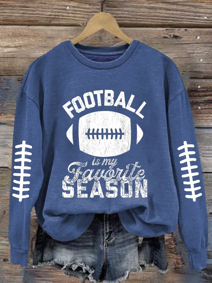 Women's Football Print Round Neck Sweatshirt