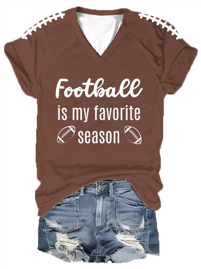 Women's  Football Is My Favorite Season Print Casual T-Shirt