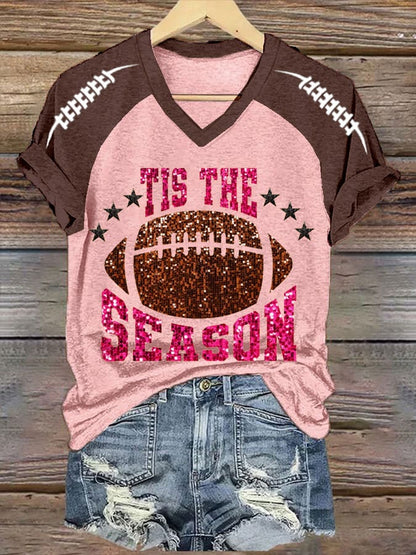 Women's Football Season Print Casual T-Shirt