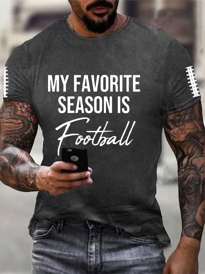 🔥Buy 2 Get 5% Off🔥Men's My Favorite Season Is Football Football  Lover Printed T-Shirt