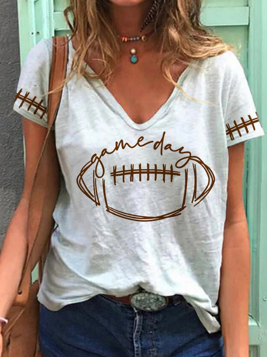 🔥Buy 2 Get 5% Off🔥Women's Gameday Football Lover Casual V-Neck Tee