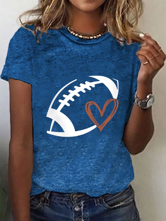 Women's Football Lovers Fans Gameday Casual Cotton Tee