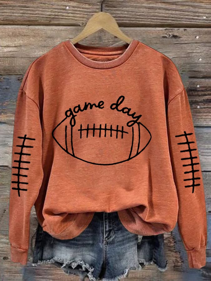 🔥Buy 2 Get 5% Off🔥Women's Game day Football Print Casual Sweatshirt