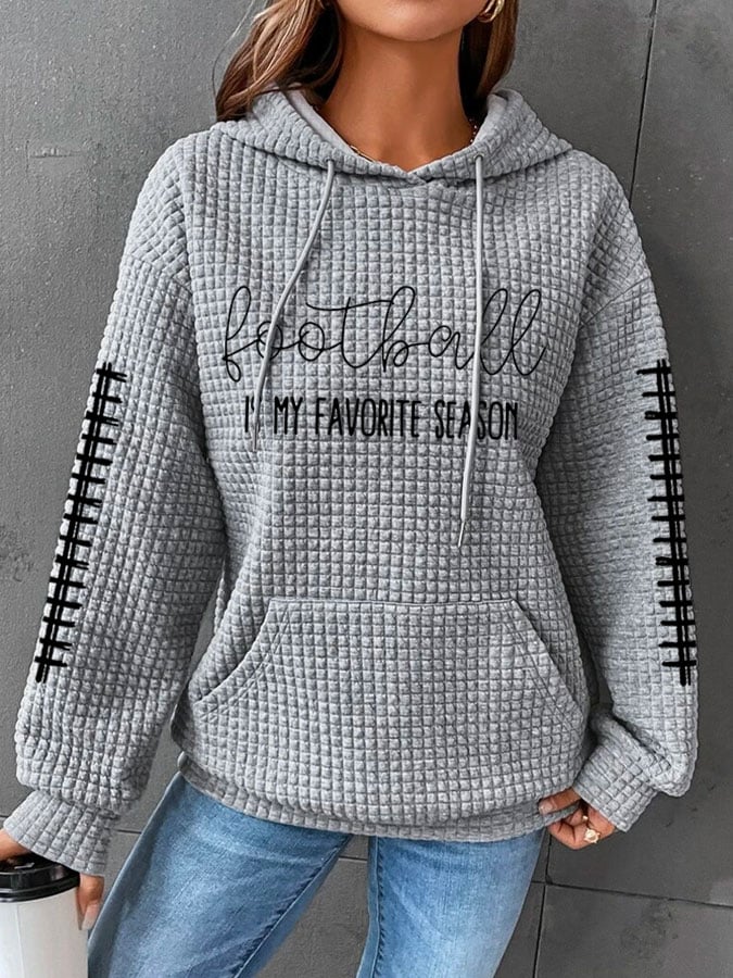 Women's Football Is My Favourite Season Casual Waffle Hoodie