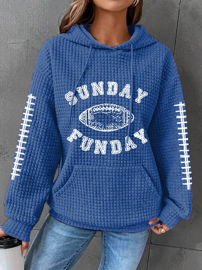 🔥Buy 2 Get 5% Off🔥Women's Sunday Funday Football Fans Lovers Gameday Casual Waffle Hoodie