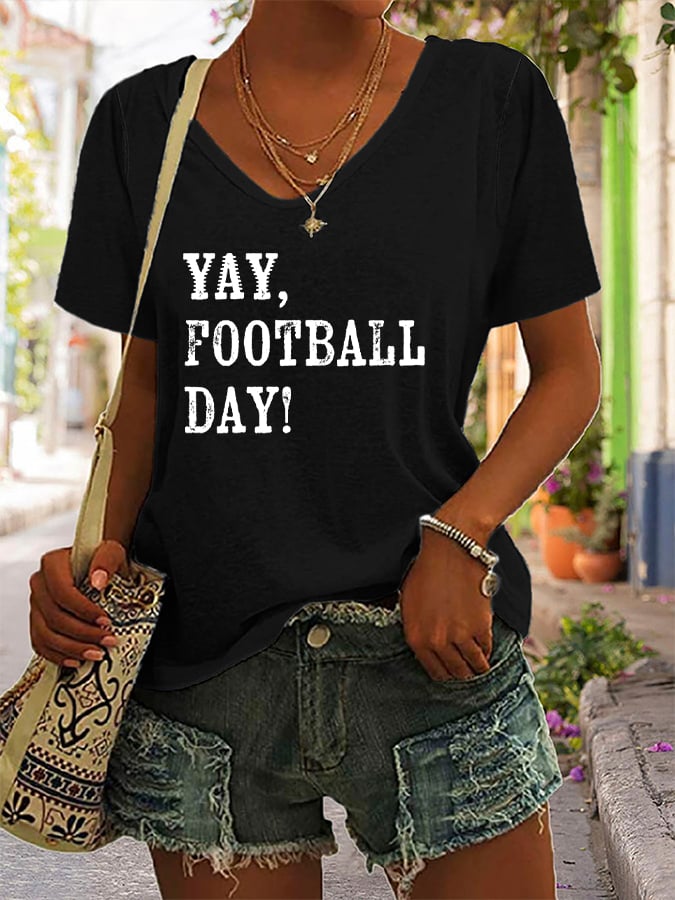 🔥Buy 2 Get 5% Off🔥Women's Yay Football Day Print T-Shirt