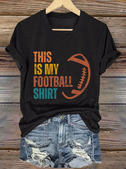 🔥Buy 2 Get 5% Off🔥Women's This Is My Football Shirt Printed Casual V-Neck T-Shirt