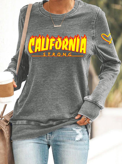 Women's California Strong Print Crewneck Sweatshirt