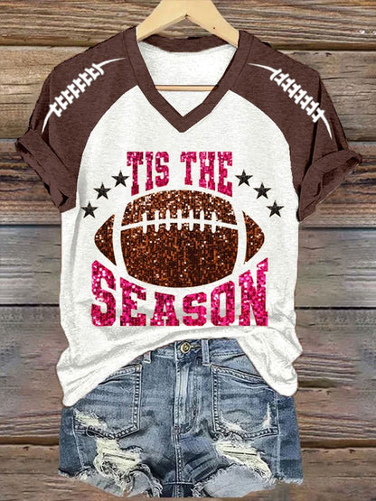 Women's Football Season Print Casual T-Shirt