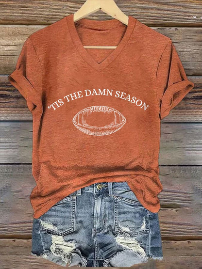 🔥Buy 2 Get 5% Off🔥Women's Tis The Damn Season Printed Casual V-Neck T-Shirt