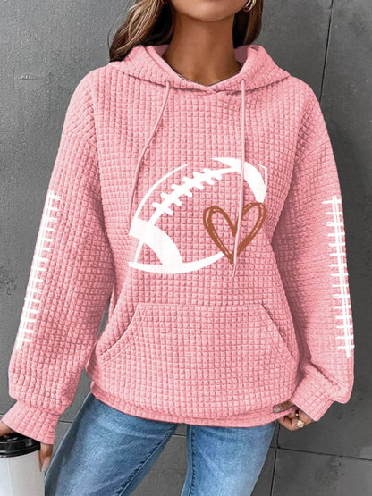 🔥Buy 2 Get 5% Off🔥Women's Football Lover Casual Waffle Hoodie