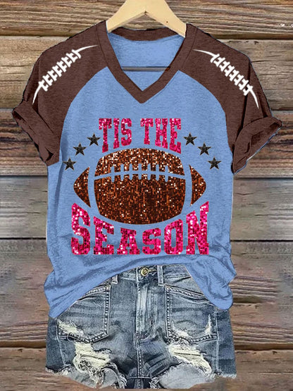 Women's Football Season Print Casual T-Shirt