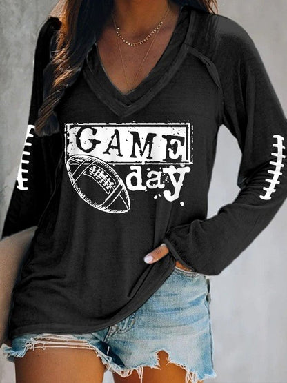 Women's Football Fans Lover Gameday Casual Long-Sleeve Top