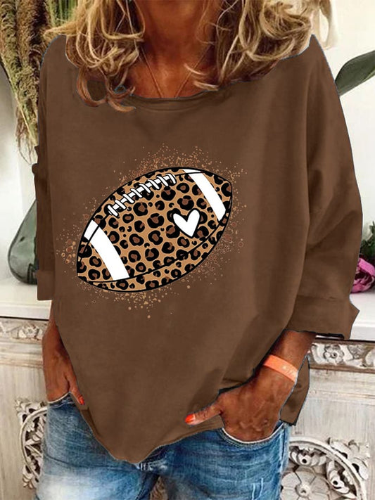 Women's Football Print Crew Neck Sweatshirt