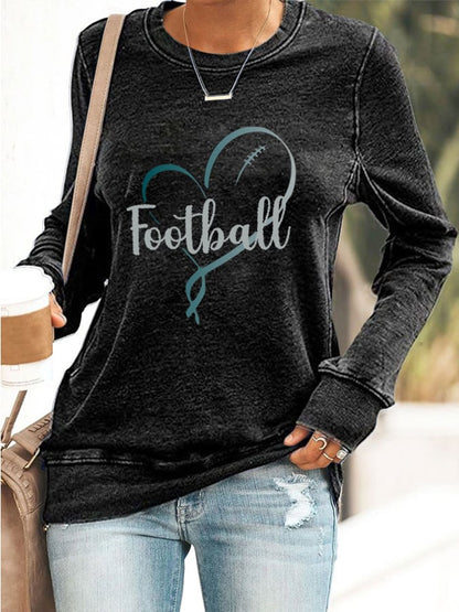 Women's Fly Football Print Casual Hoodie